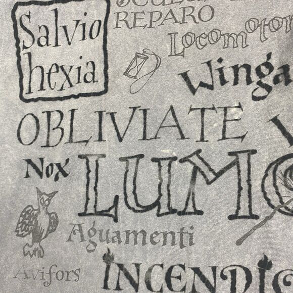 Harry Potter Univeral Studios Spell Shirt Adult Large Gray Short Sleeve Crewneck - Picture 6 of 9